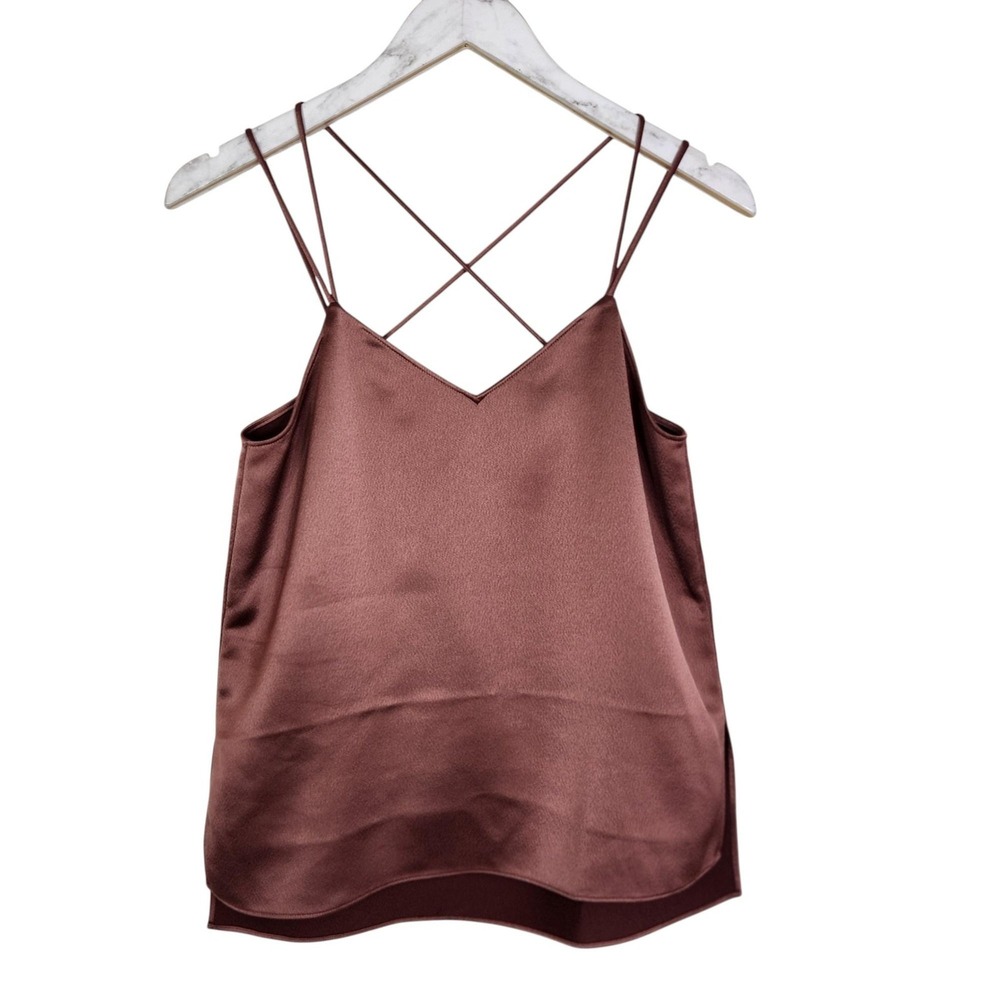 THEORY‎ Tank Top Womens P 00-0 Satin Cross Back Strappy Camisole Elegant Neo
